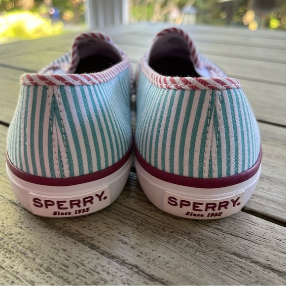 Brooks Brothers + Sperry Striped Slip-On Shoes with Logo Mens 8 Womens 9.5 - Picture 7 of 9